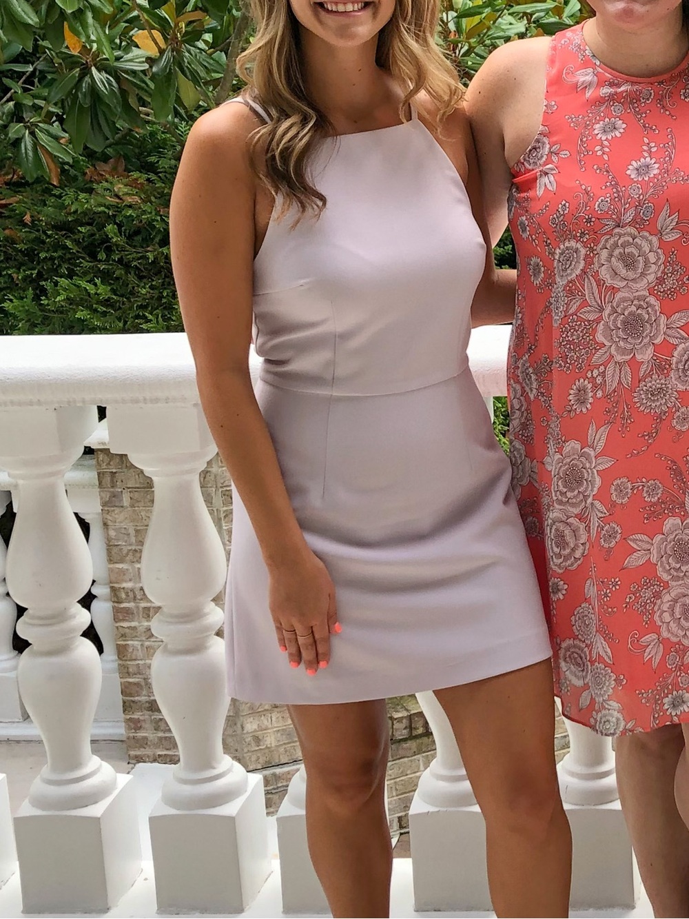 French Connection Pale Lilac High-Neck Spaghetti-Strap Mini